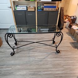 Glass Top Iron Table
