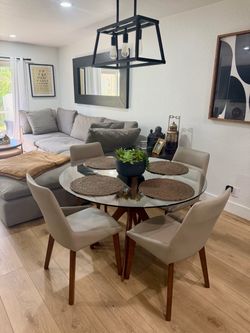 Glass top dining table with 4 chairs