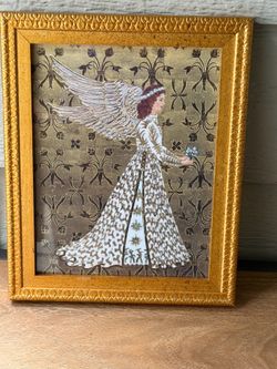 Vintage framed art print Guardian Angel of Marriage 1996 Kay Jackson Bombay Co wall hanging gift for bride collectable framed wall art