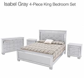 Isabel Gray 4-Piece King bed Bedroom Set