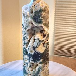 3.9 Lb (1779g) Druzy Moss Agate Tower Quartz Crystal 