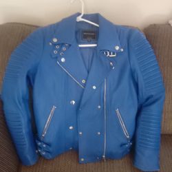 Mason Cooper Designer Leather Jacket W/Cubs Patch