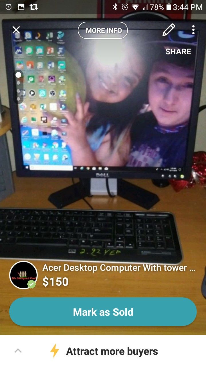 Acer Computer Tower Moniter Desk Etc