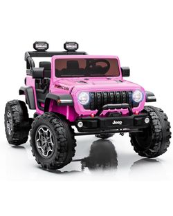 First Ride On 24V 2 Seater Ride on Car for Kids, Licensed Jeep Wrangler Rubicon Large Electric Car, Ride on Jeep Vehicle with 14.5" Oversized Tires, S