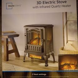 3D Electric Stove W/Infrared Quartz Heater 