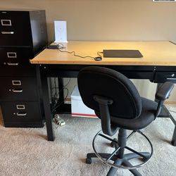 Drafting Table And Filing Cabinet