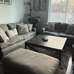 Comfy Sofa, love seat, and ottoman set
