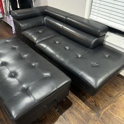 Black Sectional Sleeper Couch w/ Storage Ottoman – Must Go ASAP