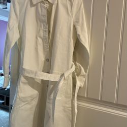 White Denim Shirt Dress With Belt, Size Small For 25$