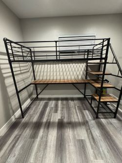 Twin size Bed with desk