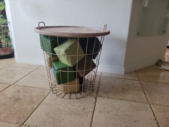 Foam Cubes And Storage Table- Metal Frame, Wood Top