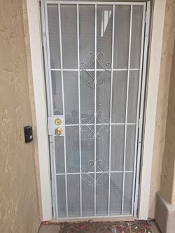 White Metal Security Screen Door