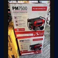 Powermate PM 7500 Watt Manual Start Gas-Powered Portable Generator. New! $675 Location: Arlington  Se Habla Español