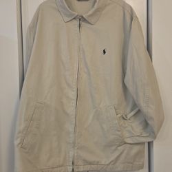 Polo Ralph Lauren Harrington Plaid  Bomber Jacket Mens 2XLT Tan Khaki Popover 