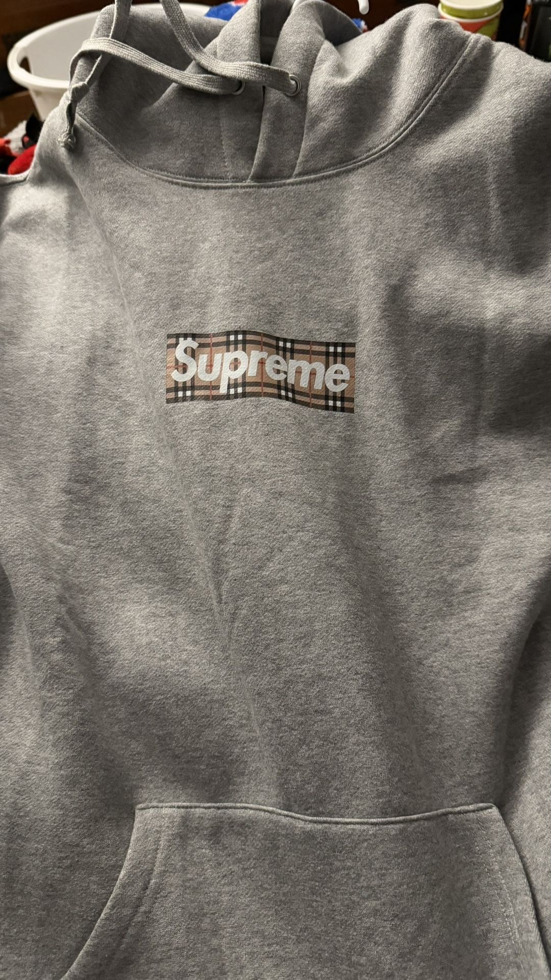 Supreme Box Logo Burberry Hoodie Medium