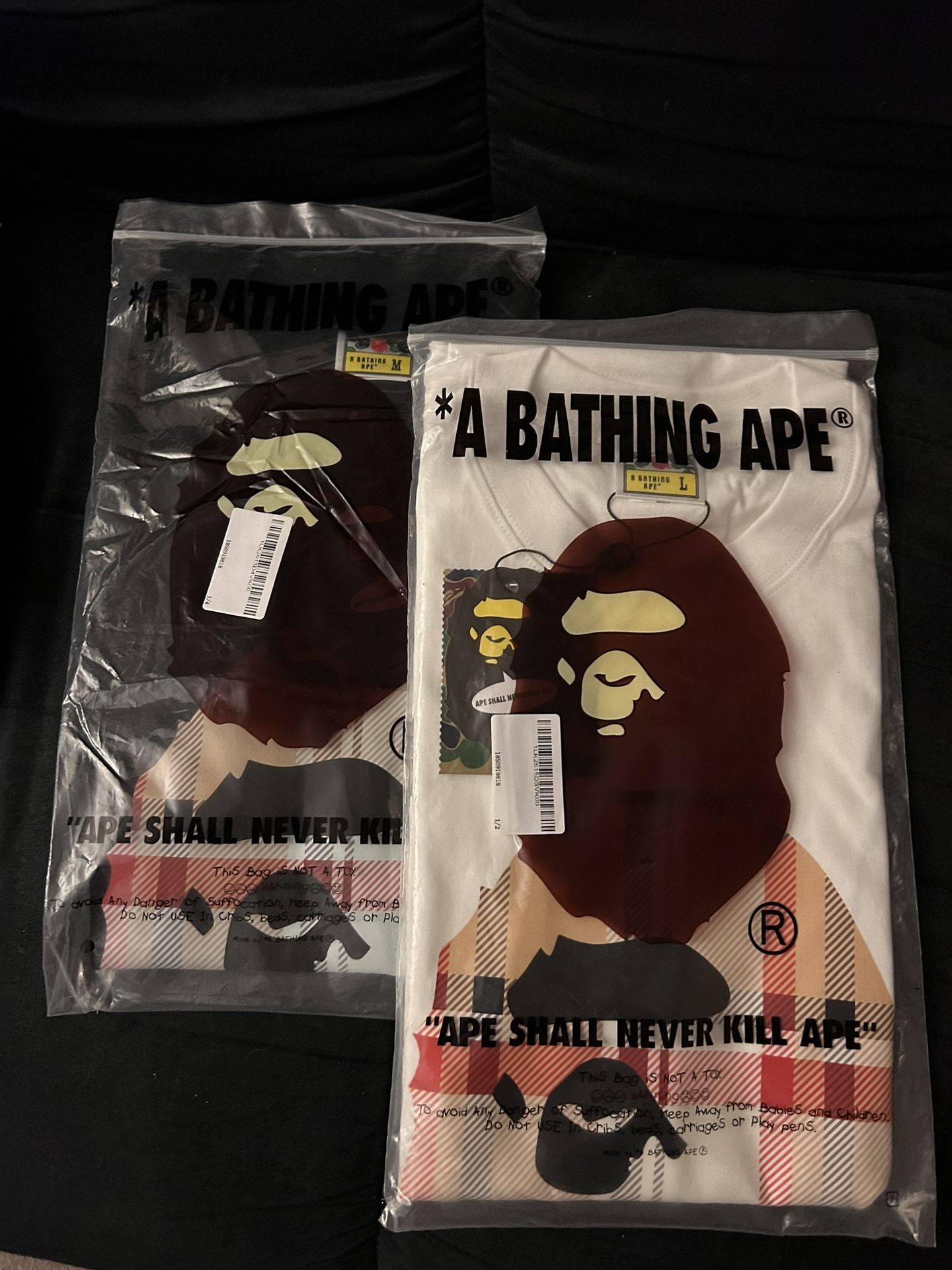 2 BAPE Bathing Ape shirts ( Black & White )