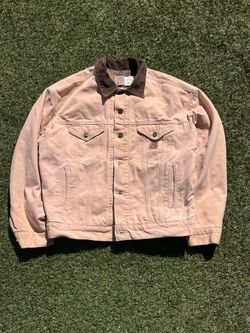 Carhartt Vintage Blanket Lined Chore Jacket - Medium - Tan/Corduroy Collar