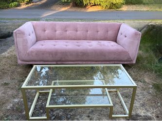 Pink Couch and Coffee Table Set