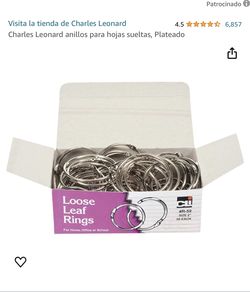 Charles Leonard anillos para hojas sueltas, Plateado