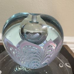 Vintage Heart Shaped Art Glass Paperweight 