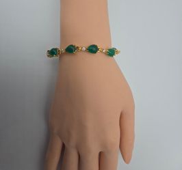 Gold-Tone Green Stone and Crystal Bracelet