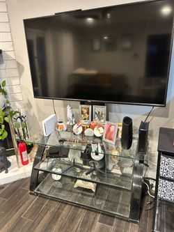 Tv stand with glass shelves