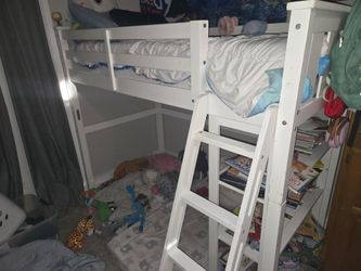 Twin white bunk bed frame only matress not included $100