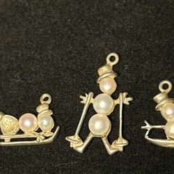 Sterling Silver Snowmen Charms 