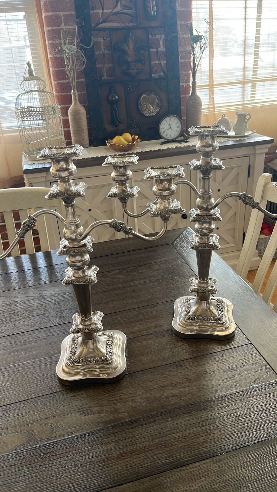 Silver Over Copper Vintage (possible Antique) Set Of 2 Candelabras