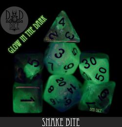 King of Crits Snake Bite Glow Dark 7pc RPG Dice Set NEW