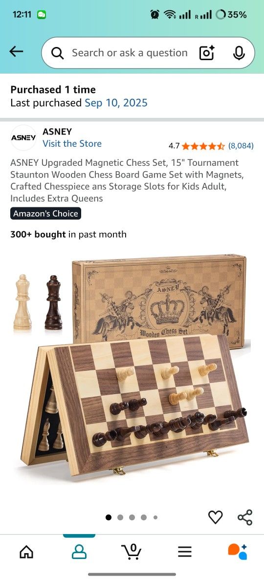 ASNEY Upgraded Magnetic Chess Set, 15" Tournament Staunton Wooden Chess Board Game Set with Magnets, Crafted Chesspiece ans Storage Slots for Kids Adu