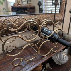 Vintage brass 6 bottle wine holder