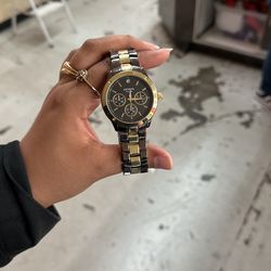 Black And Gold Geneva Watch 