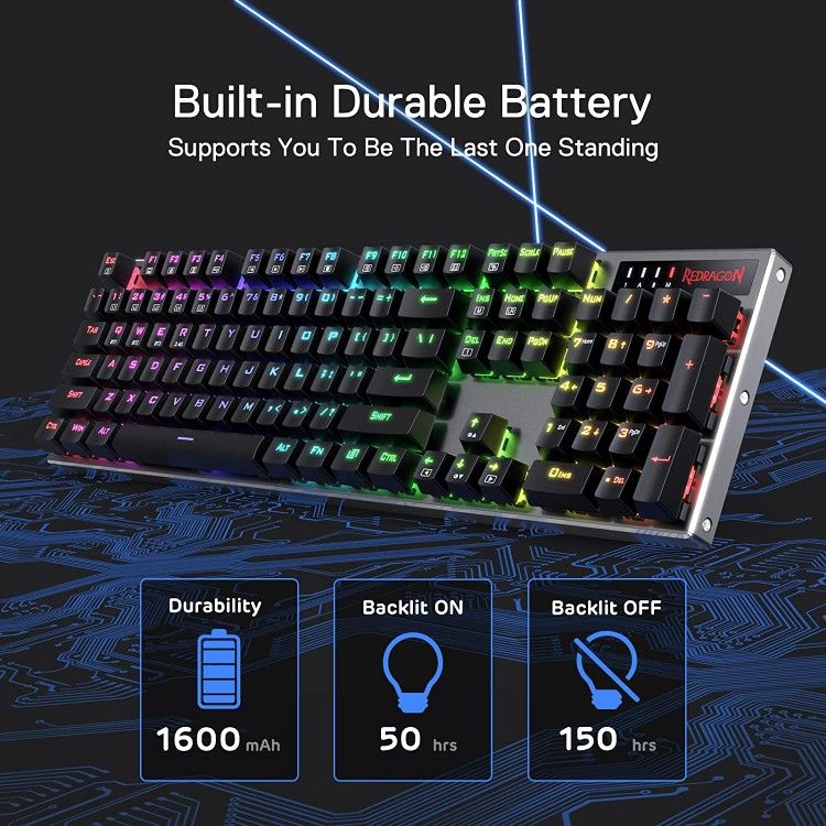 Redragon K556 PRO Upgraded Wireless RGB Gaming Keyboard, BT/2.4Ghz Tri-Mode Aluminum Mechanical Keyboard w/No-Lag Connection