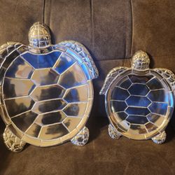 New Pewter Textured Turtle Small & Large Serving Dish Platter Made in India