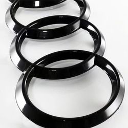 Brand New 7.59'' Audi Rings ABS Black Rear Trunk A1 A3 A4 S4 A5 S5 A6 S6 Back Badge Emblem