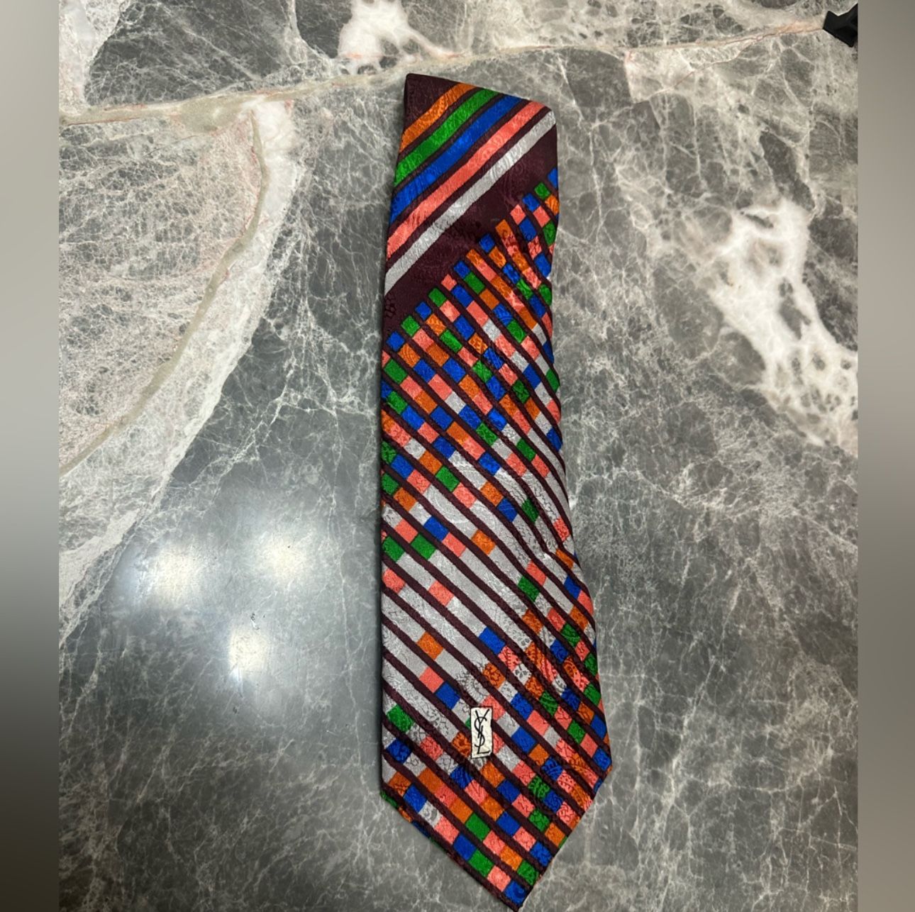 Vtg Yves Saint Laurent Paris Men’s Tie multicolored 3105
