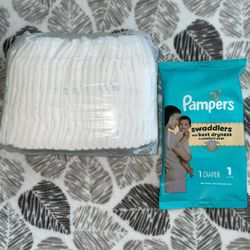 Pampers Swaddlers Sensitive Disposable Diapers Size 1