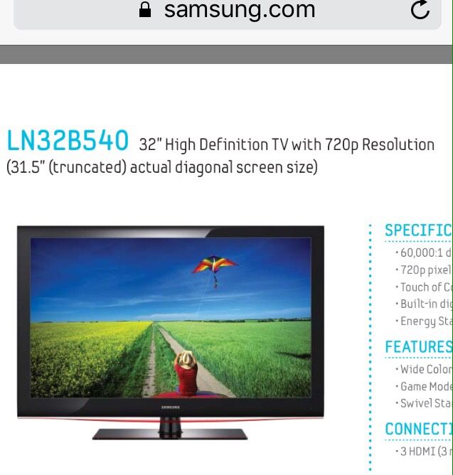 Samsung 32 High Definition TV with 720p Resolution