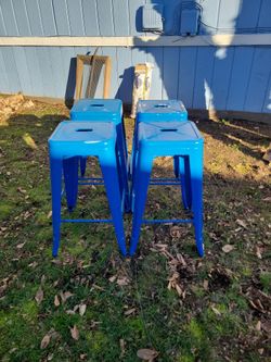 Four Blue Stools