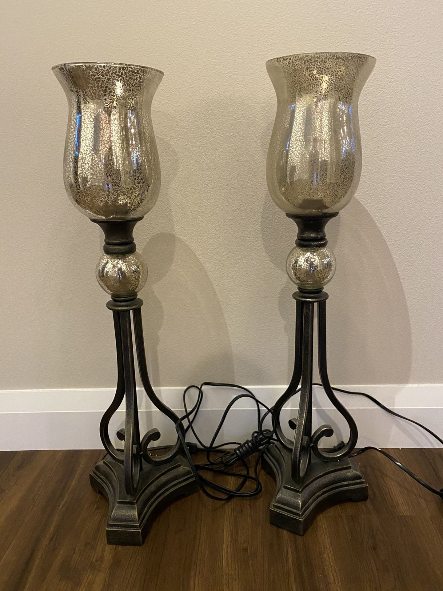 Gold Glass lamps -Pair