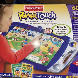 Fisher Price Power Touch Learning System With 2 Books PreK-2nd Grade 3-8 Yrs 