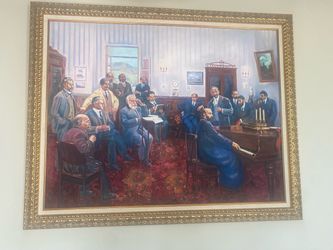 Vernatun Oil Hand Painting Large Framed Oil Painting Group Scene with Piano