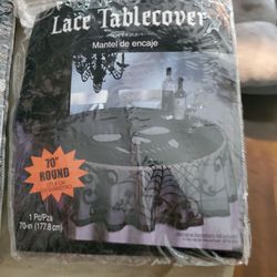 Halloween Black Lace Tablecover 70" Round