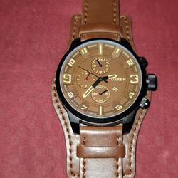 CURREN MEN'S WATCH - LEATHER BAND - Mocha Brown