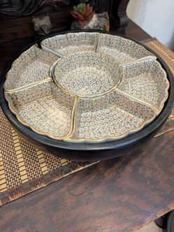 Vintage Japanese Kutani porcelain Sweet Meat/Lazy Susan Carousel Tray