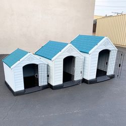 (Brand New) Plastic dog house w/ lock door (medium $80, large $115, x-large $160) all weather cage kennel