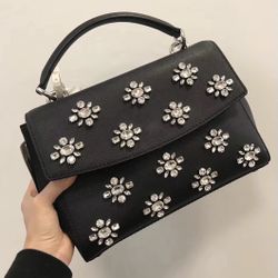 MICHAEL KORS MK AVA BLACK CROSSBODY BAG with Crystals Jewelry