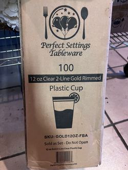 12 oz Clear 2-Line Gold Rimmed