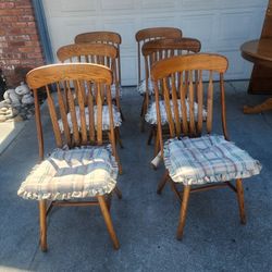 Dining Room Set 6 Chairs With Leaf 48"round 48"×72" With Leaf